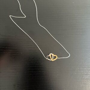 Diamonique Silver and Gold Heart Necklace